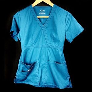 CherokeeLUXE Teal Scrub Top Cargo w/ Pockets XXS